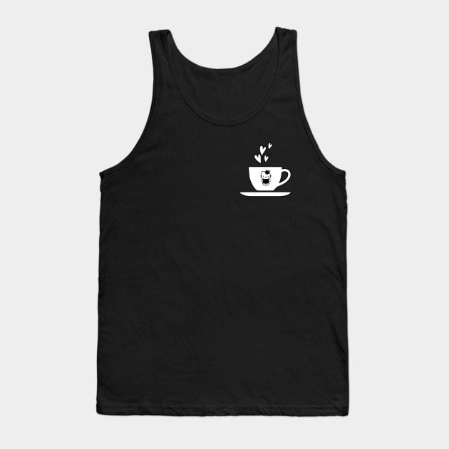 kitty white, Funny coffee cup, coffee lovers gift, coffee gift, coffee cozy, birthday, cafeteria’s stickers, fashion Design, restaurants and laptop stickers, lovely coffee cup with Kitty cat inside Tank Top by PowerD